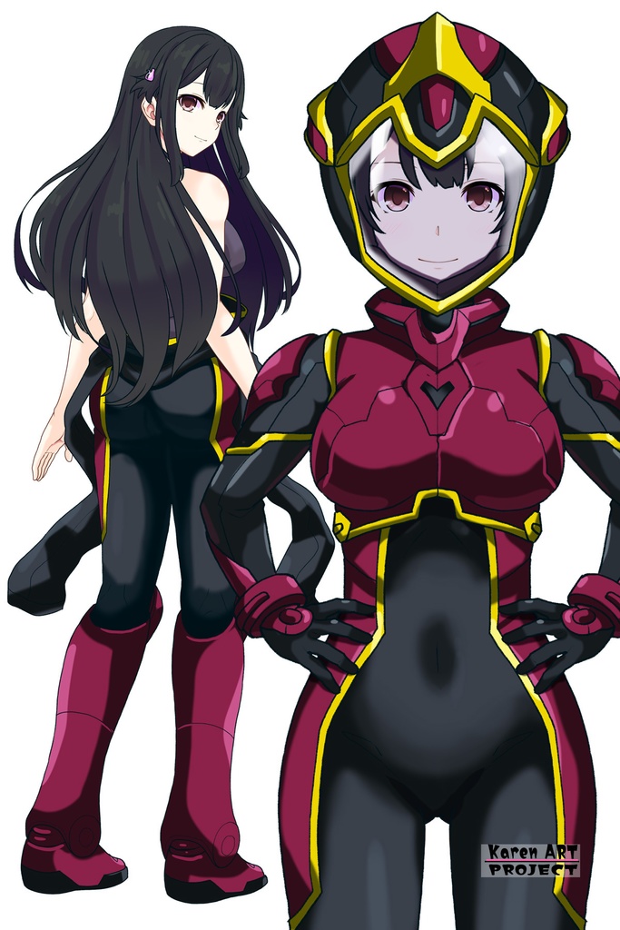カレンちゃん+ヒナ・リャザンのパイロットスーツ【バディ・コンプレックス-05】 正面 Front Angle Karen is wearing Hina Ryazan's PilotSuit【Buddy Complex-05】