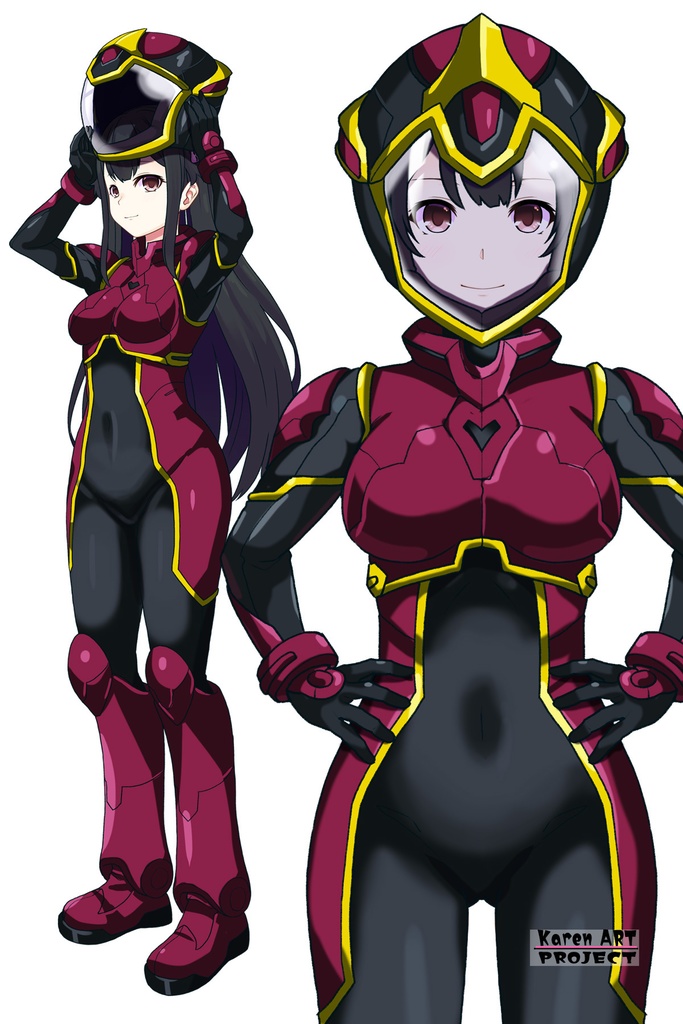 カレンちゃん+ヒナ・リャザンのパイロットスーツ【バディ・コンプレックス-05】 正面 Front Angle Karen is wearing Hina Ryazan's PilotSuit【Buddy Complex-05】