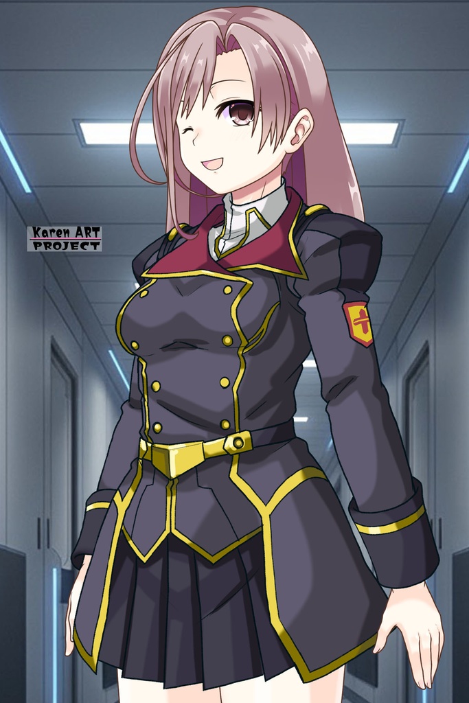 カレンちゃん+ヒナ・リャザンの制服【バディ・コンプレックス-KH01】 Karen Original HairStyle Version Karen is wearing Hina Ryazan's Unifrom【Buddy Complex-KH01】