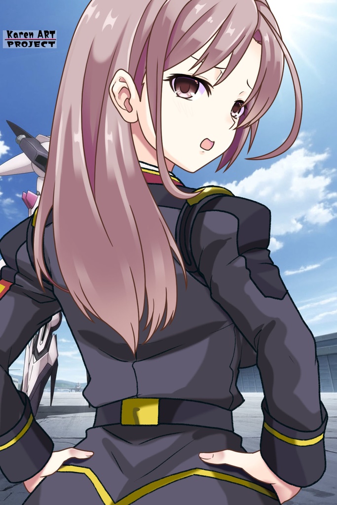 カレンちゃん+ヒナ・リャザンの制服【バディ・コンプレックス-KH01】 Karen Original HairStyle Version Karen is wearing Hina Ryazan's Unifrom【Buddy Complex-KH01】