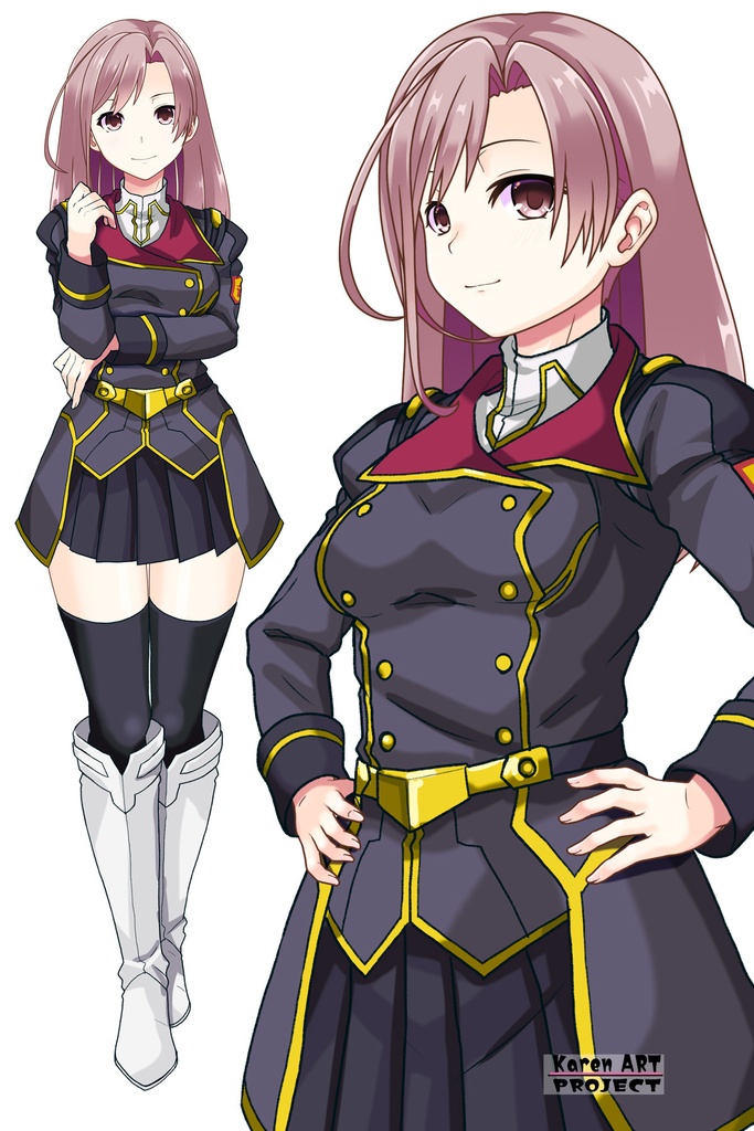 カレンちゃん+ヒナ・リャザンの制服【バディ・コンプレックス-KH01】 Karen Original HairStyle Version Karen is wearing Hina Ryazan's Unifrom【Buddy Complex-KH01】