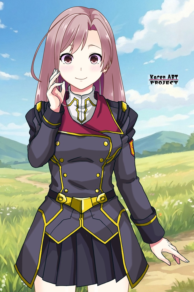 カレンちゃん+ヒナ・リャザンの制服【バディ・コンプレックス-KH01】 Karen Original HairStyle Version Karen is wearing Hina Ryazan's Unifrom【Buddy Complex-KH01】