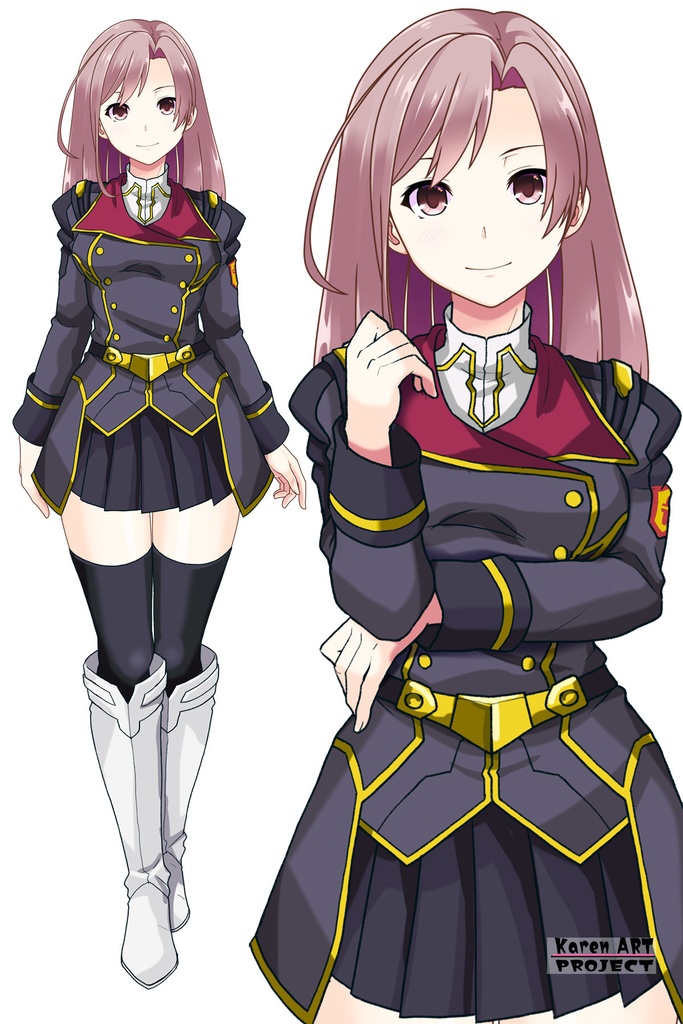 カレンちゃん+ヒナ・リャザンの制服【バディ・コンプレックス-KH01】 Karen Original HairStyle Version Karen is wearing Hina Ryazan's Unifrom【Buddy Complex-KH01】