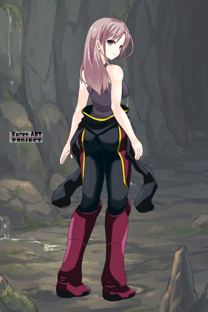 カレンちゃん+ヒナ・リャザンのパイロットスーツ【バディ・コンプレックス-KH03】 Karen Original HairStyle Version 背面 Back Angle Karen is wearing Hina Ryazan's PilotSuit【Buddy Complex-KH03】