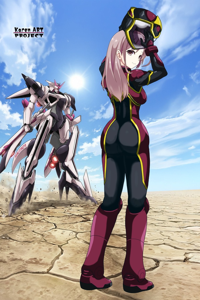 カレンちゃん+ヒナ・リャザンのパイロットスーツ【バディ・コンプレックス-KH03】 Karen Original HairStyle Version 背面 Back Angle Karen is wearing Hina Ryazan's PilotSuit【Buddy Complex-KH03】