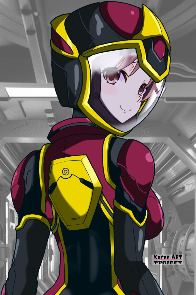 カレンちゃん+ヒナ・リャザンのパイロットスーツ【バディ・コンプレックス-KH03】 Karen Original HairStyle Version 背面 Back Angle Karen is wearing Hina Ryazan's PilotSuit【Buddy Complex-KH03】