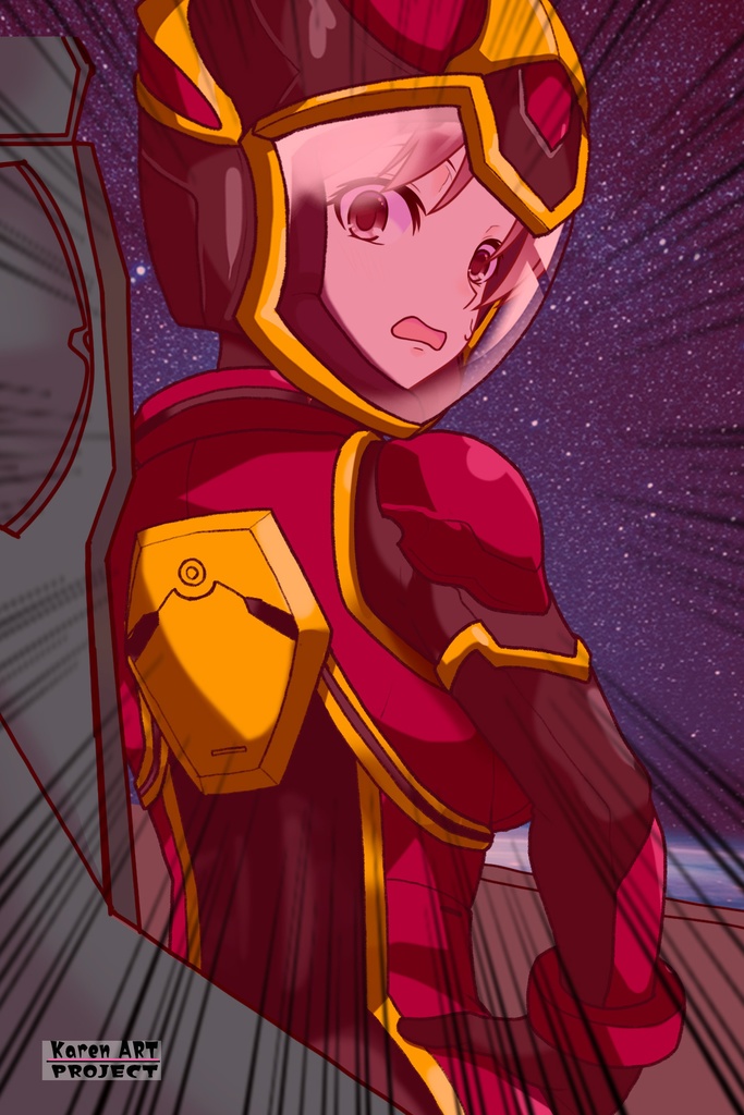 カレンちゃん+ヒナ・リャザンのパイロットスーツ【バディ・コンプレックス-KH03】 Karen Original HairStyle Version 背面 Back Angle Karen is wearing Hina Ryazan's PilotSuit【Buddy Complex-KH03】