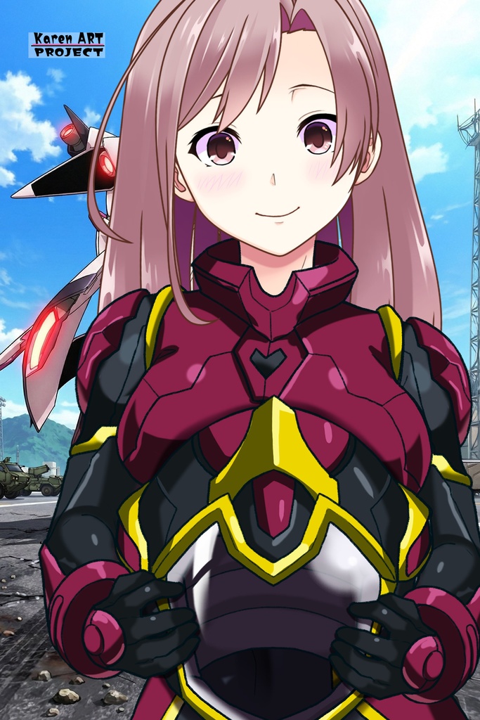 カレンちゃん+ヒナ・リャザンのパイロットスーツ【バディ・コンプレックス-KH04】 Karen Original HairStyle Version 正面Sポーズ Front S-POSE Karen is wearing Hina Ryazan's PilotSuit【Buddy Complex-KH04】