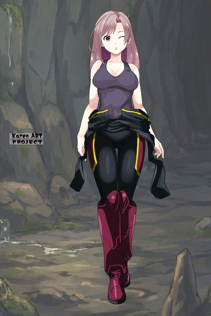 カレンちゃん+ヒナ・リャザンのパイロットスーツ【バディ・コンプレックス-KH04】 Karen Original HairStyle Version 正面Sポーズ Front S-POSE Karen is wearing Hina Ryazan's PilotSuit【Buddy Complex-KH04】