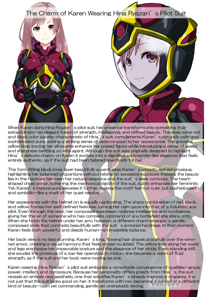 カレンちゃん+ヒナ・リャザンのパイロットスーツ【バディ・コンプレックス-KH05】 Karen Original HairStyle Version 正面 Front Angle Karen is wearing Hina Ryazan's PilotSuit【Buddy Complex-KH05】