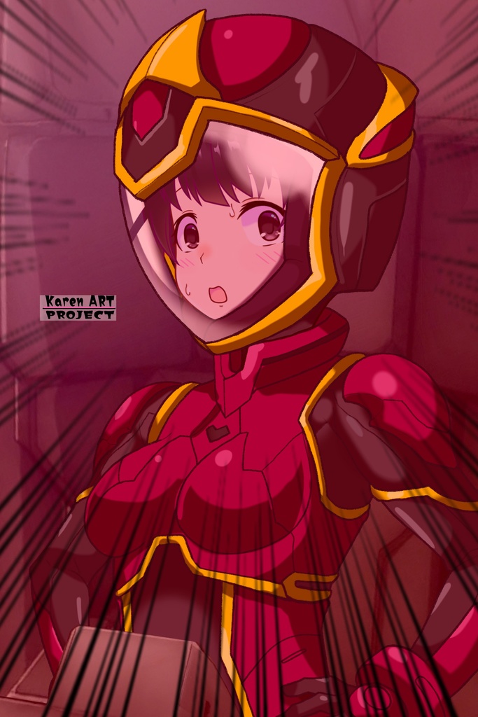 ゆりちゃん+ヒナ・リャザンのパイロットスーツ【バディ・コンプレックス-02】 斜め前 Diagonal front angle Yuri is wearing Hina Ryazan's PilotSuit【Buddy Complex-02】