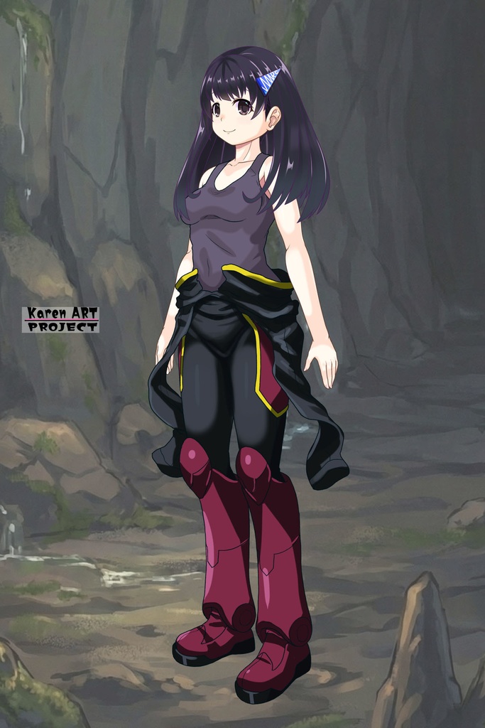 ゆりちゃん+ヒナ・リャザンのパイロットスーツ【バディ・コンプレックス-02】 斜め前 Diagonal front angle Yuri is wearing Hina Ryazan's PilotSuit【Buddy Complex-02】