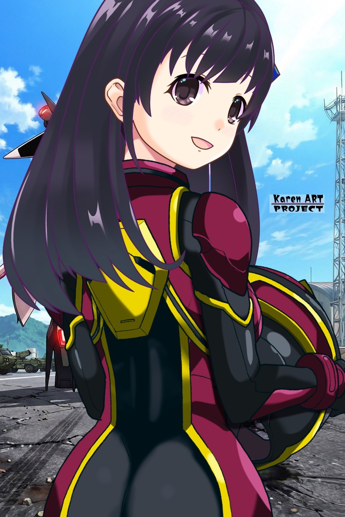 ゆりちゃん+ヒナ・リャザンのパイロットスーツ【バディ・コンプレックス-03】 背面 Back Angle Yuri is wearing Hina Ryazan's PilotSuit【Buddy Complex-03】