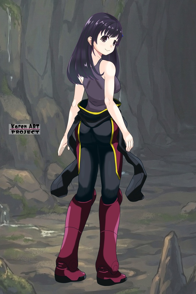 ゆりちゃん+ヒナ・リャザンのパイロットスーツ【バディ・コンプレックス-03】 背面 Back Angle Yuri is wearing Hina Ryazan's PilotSuit【Buddy Complex-03】