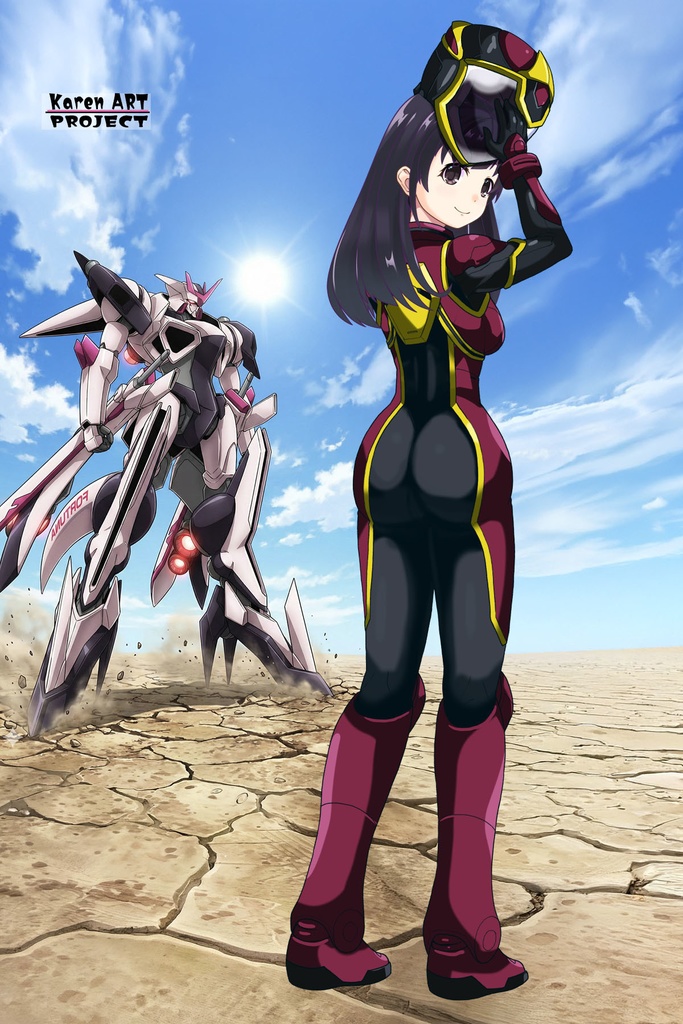 ゆりちゃん+ヒナ・リャザンのパイロットスーツ【バディ・コンプレックス-03】 背面 Back Angle Yuri is wearing Hina Ryazan's PilotSuit【Buddy Complex-03】