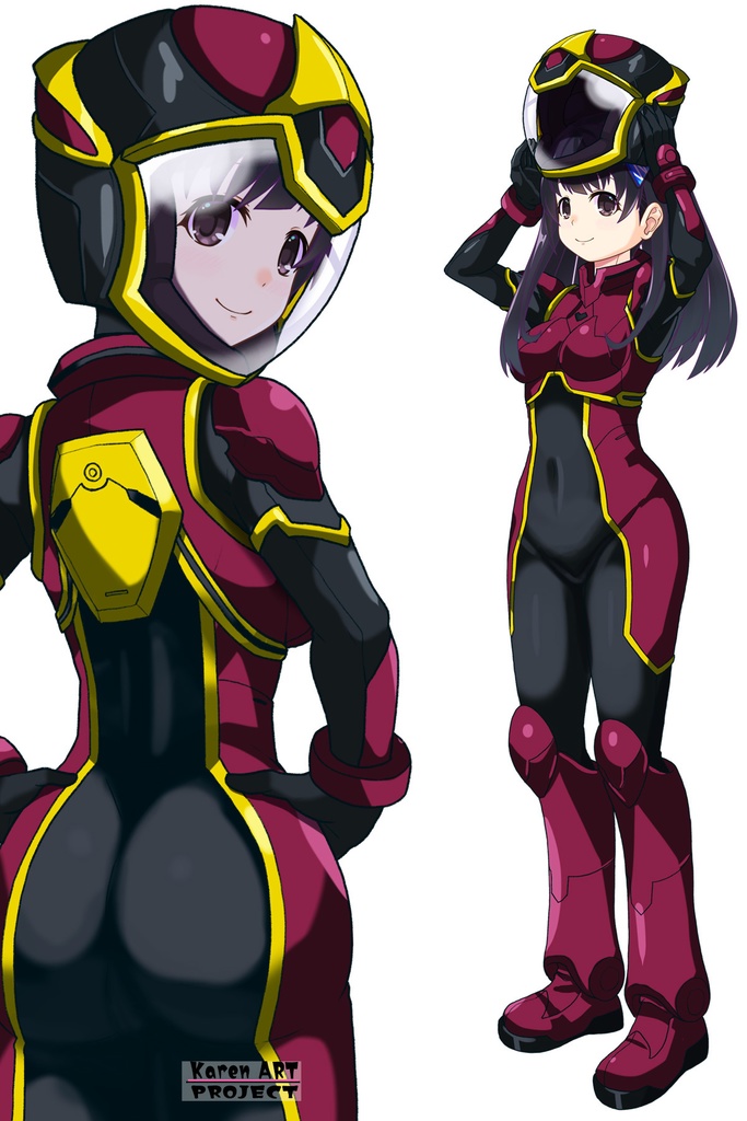 ゆりちゃん+ヒナ・リャザンのパイロットスーツ【バディ・コンプレックス-03】 背面 Back Angle Yuri is wearing Hina Ryazan's PilotSuit【Buddy Complex-03】