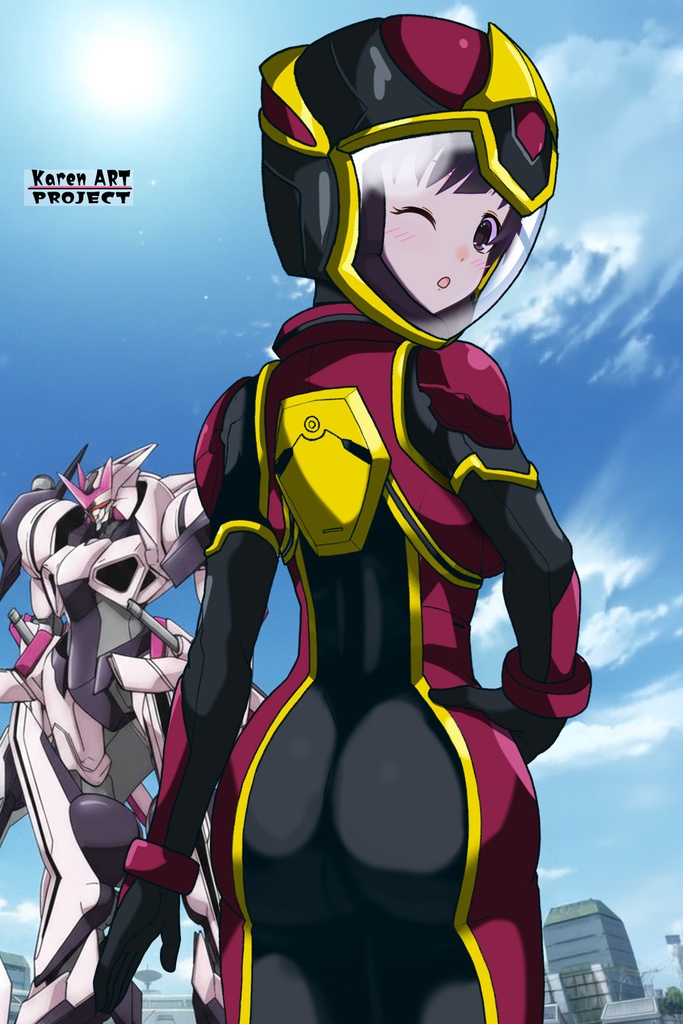 ゆりちゃん+ヒナ・リャザンのパイロットスーツ【バディ・コンプレックス-03】 背面 Back Angle Yuri is wearing Hina Ryazan's PilotSuit【Buddy Complex-03】