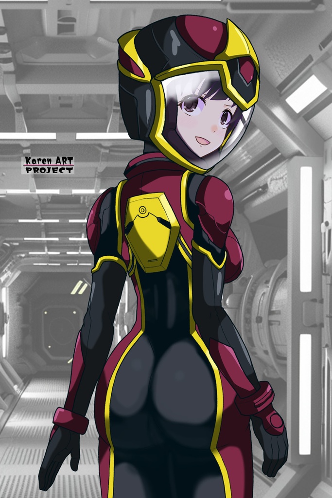 ゆりちゃん+ヒナ・リャザンのパイロットスーツ【バディ・コンプレックス-03】 背面 Back Angle Yuri is wearing Hina Ryazan's PilotSuit【Buddy Complex-03】