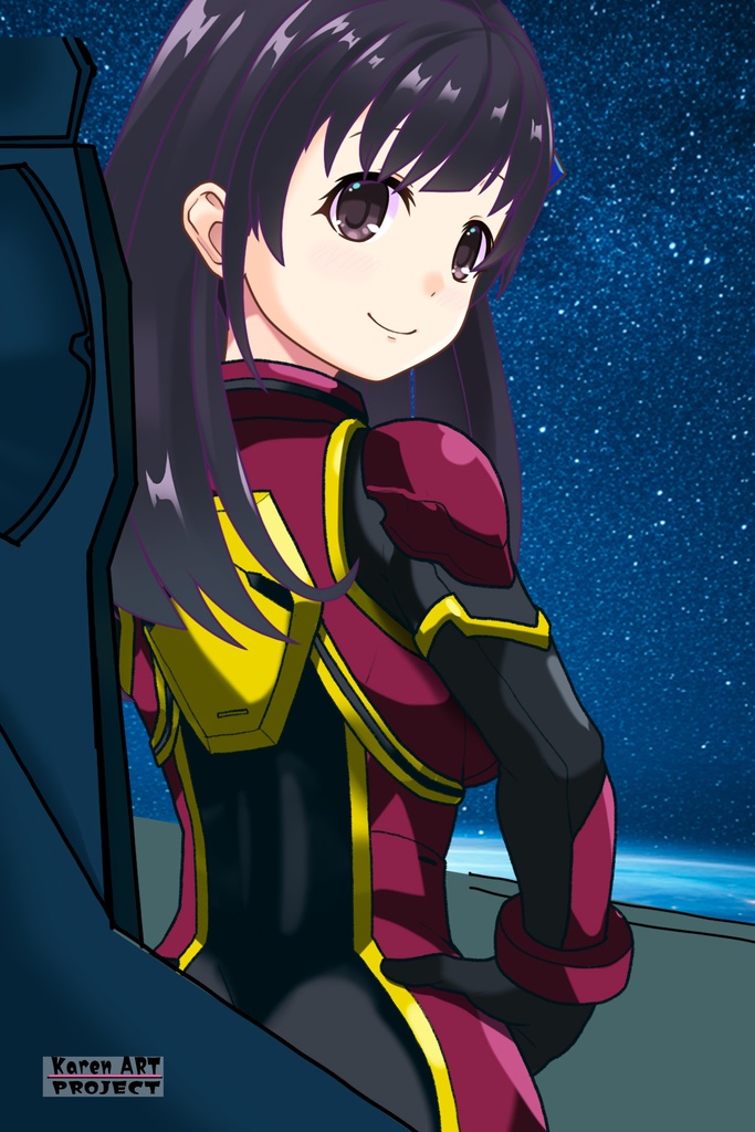 ゆりちゃん+ヒナ・リャザンのパイロットスーツ【バディ・コンプレックス-03】 背面 Back Angle Yuri is wearing Hina Ryazan's PilotSuit【Buddy Complex-03】