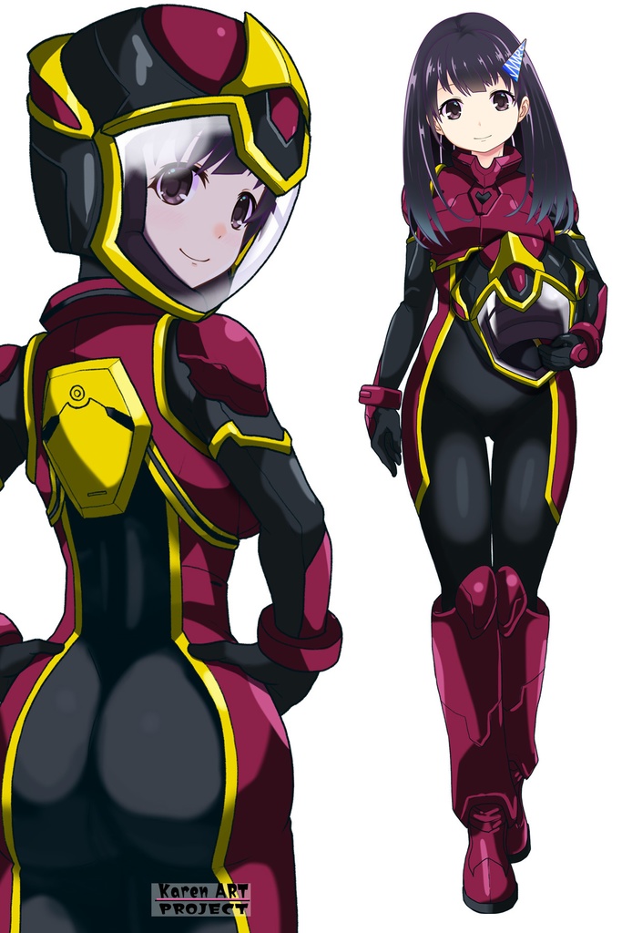 ゆりちゃん+ヒナ・リャザンのパイロットスーツ【バディ・コンプレックス-03】 背面 Back Angle Yuri is wearing Hina Ryazan's PilotSuit【Buddy Complex-03】