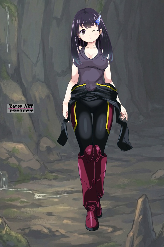 ゆりちゃん+ヒナ・リャザンのパイロットスーツ【バディ・コンプレックス-04】 正面Sポーズ Front S-POSE Yuri is wearing Hina Ryazan's PilotSuit【Buddy Complex-04】