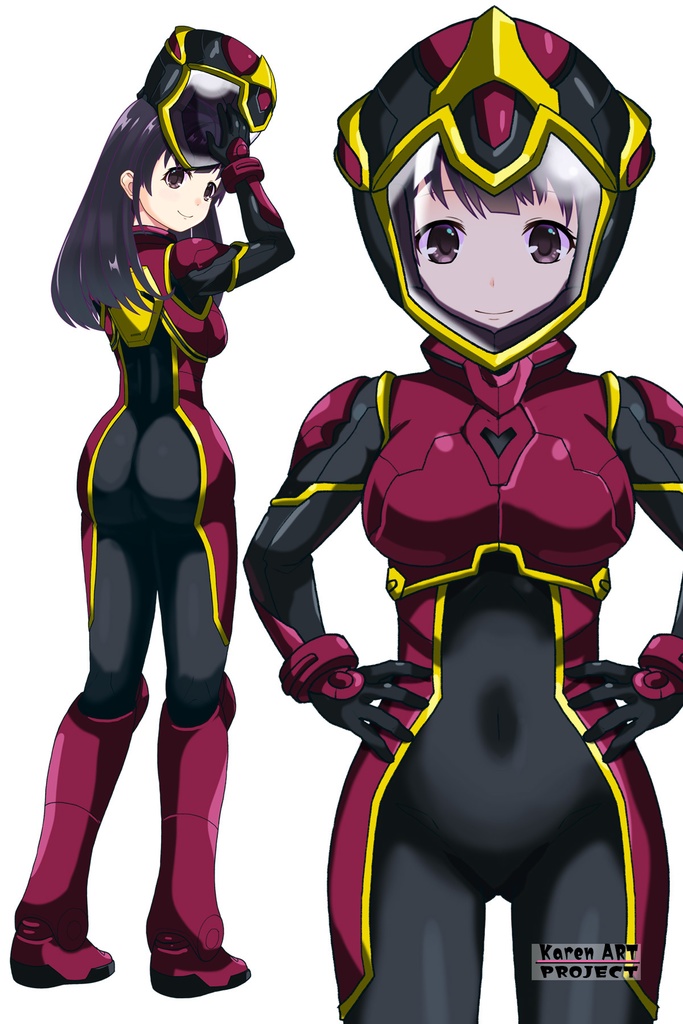 ゆりちゃん+ヒナ・リャザンのパイロットスーツ【バディ・コンプレックス-05】 正面 Front Angle Yuri is wearing Hina Ryazan's PilotSuit【Buddy Complex-05】