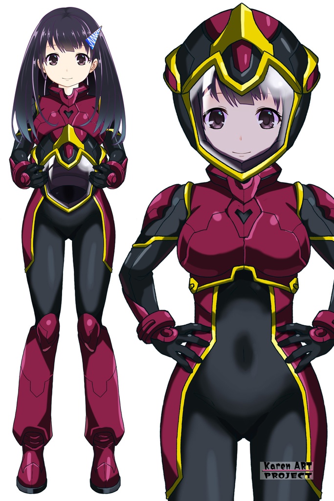 ゆりちゃん+ヒナ・リャザンのパイロットスーツ【バディ・コンプレックス-05】 正面 Front Angle Yuri is wearing Hina Ryazan's PilotSuit【Buddy Complex-05】