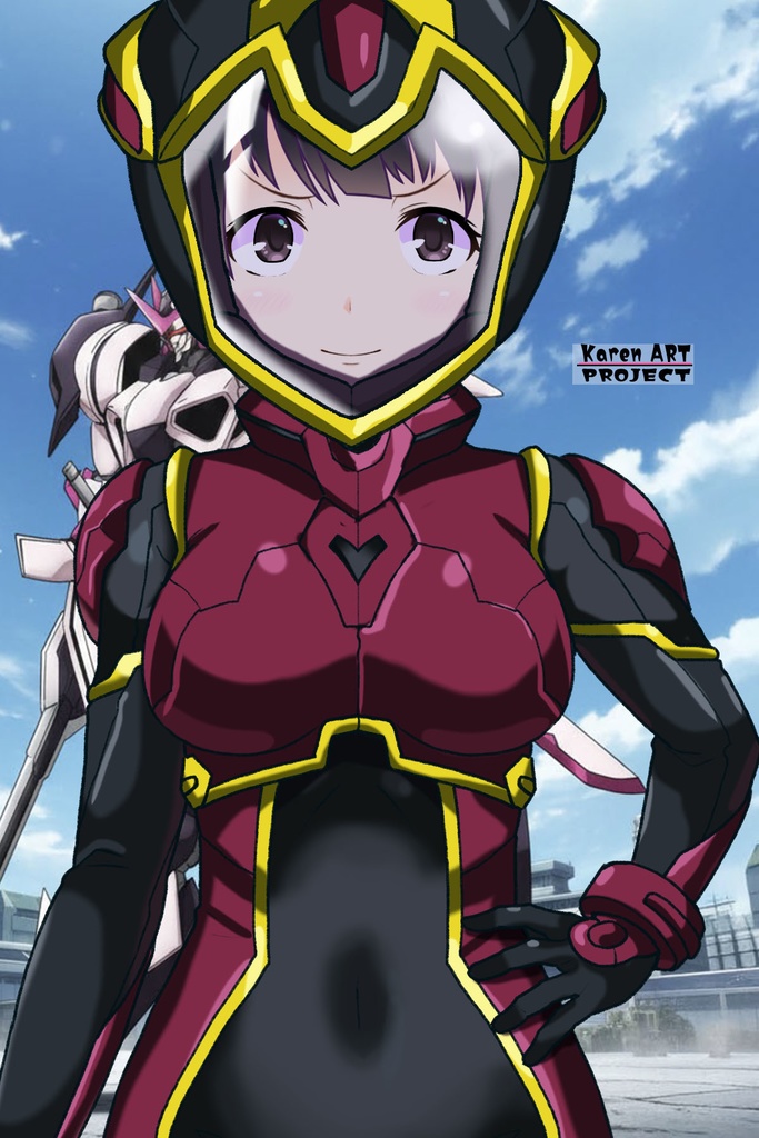 ゆりちゃん+ヒナ・リャザンのパイロットスーツ【バディ・コンプレックス-05】 正面 Front Angle Yuri is wearing Hina Ryazan's PilotSuit【Buddy Complex-05】