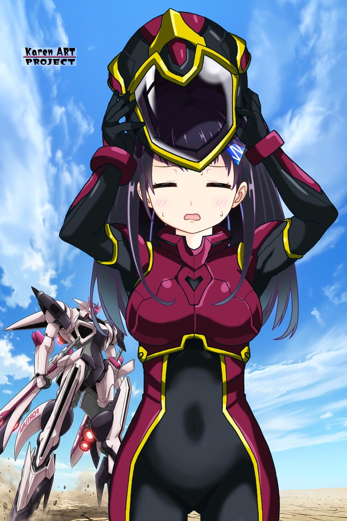 ゆりちゃん+ヒナ・リャザンのパイロットスーツ【バディ・コンプレックス-05】 正面 Front Angle Yuri is wearing Hina Ryazan's PilotSuit【Buddy Complex-05】