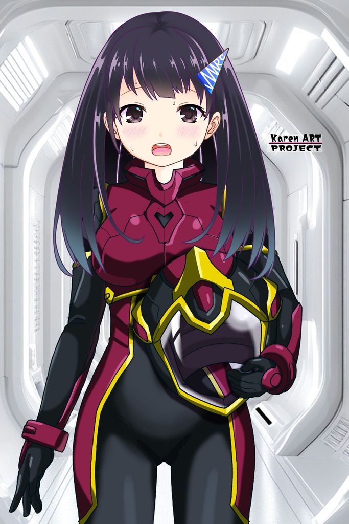 ゆりちゃん+ヒナ・リャザンのパイロットスーツ【バディ・コンプレックス-05】 正面 Front Angle Yuri is wearing Hina Ryazan's PilotSuit【Buddy Complex-05】