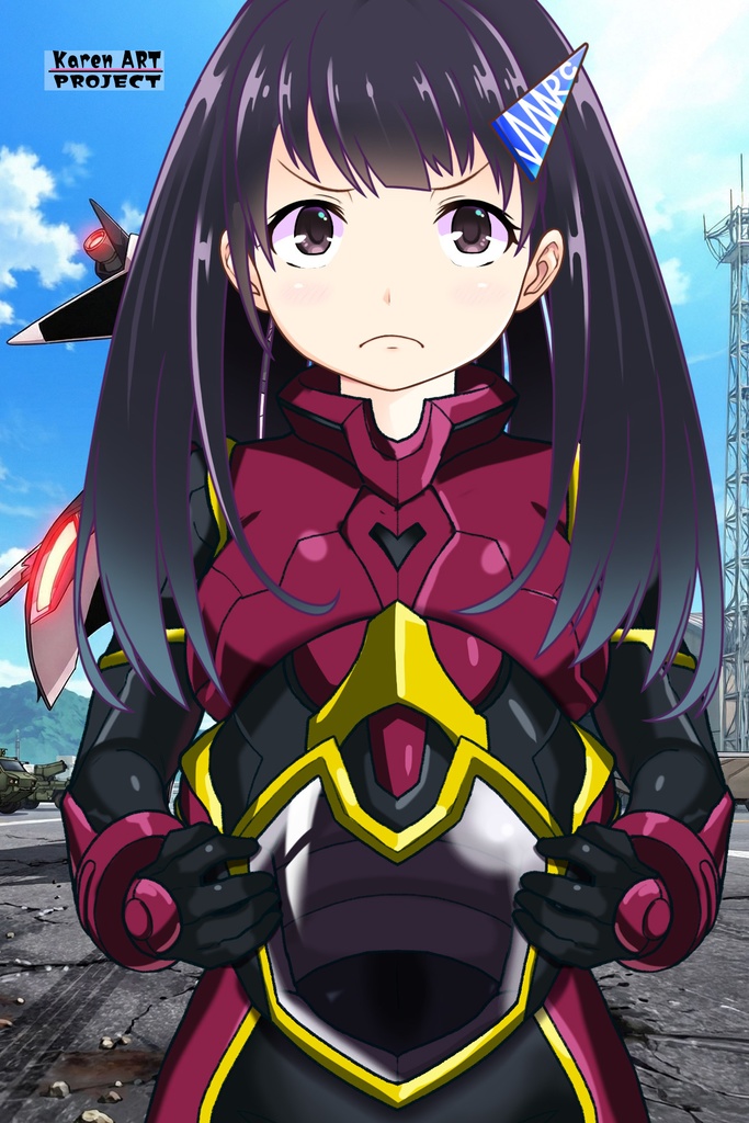 ゆりちゃん+ヒナ・リャザンのパイロットスーツ【バディ・コンプレックス-05】 正面 Front Angle Yuri is wearing Hina Ryazan's PilotSuit【Buddy Complex-05】