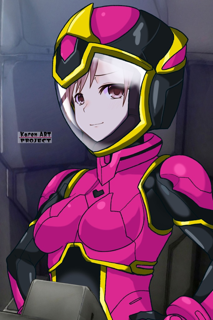 カレンちゃん+ヒナ・リャザンのパイロットスーツ【バディ・コンプレックス-KC01】 Karen Original Color 斜め前 Diagonal front angle Karen is wearing Hina Ryazan's PilotSuit【Buddy Complex-KC01】