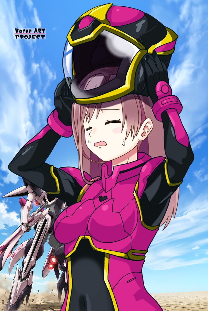 カレンちゃん+ヒナ・リャザンのパイロットスーツ【バディ・コンプレックス-KC01】 Karen Original Color 斜め前 Diagonal front angle Karen is wearing Hina Ryazan's PilotSuit【Buddy Complex-KC01】