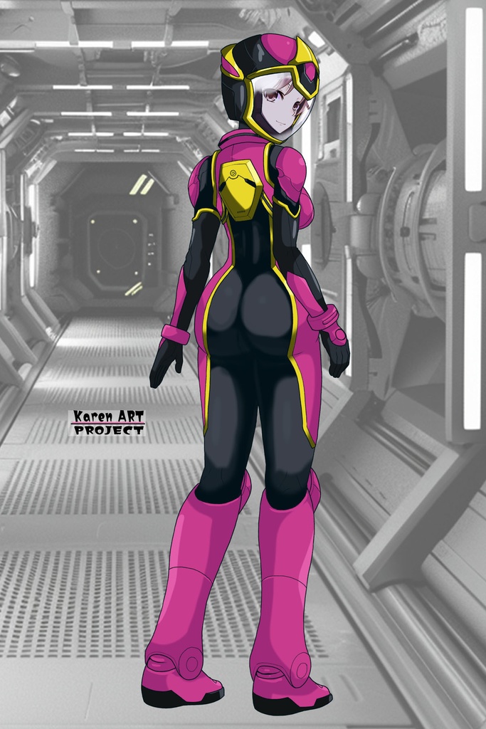 カレンちゃん+ヒナ・リャザンのパイロットスーツ【バディ・コンプレックス-KC02】 Karen Original Color 背面 Back Angle Karen is wearing Hina Ryazan's PilotSuit【Buddy Complex-KC02】