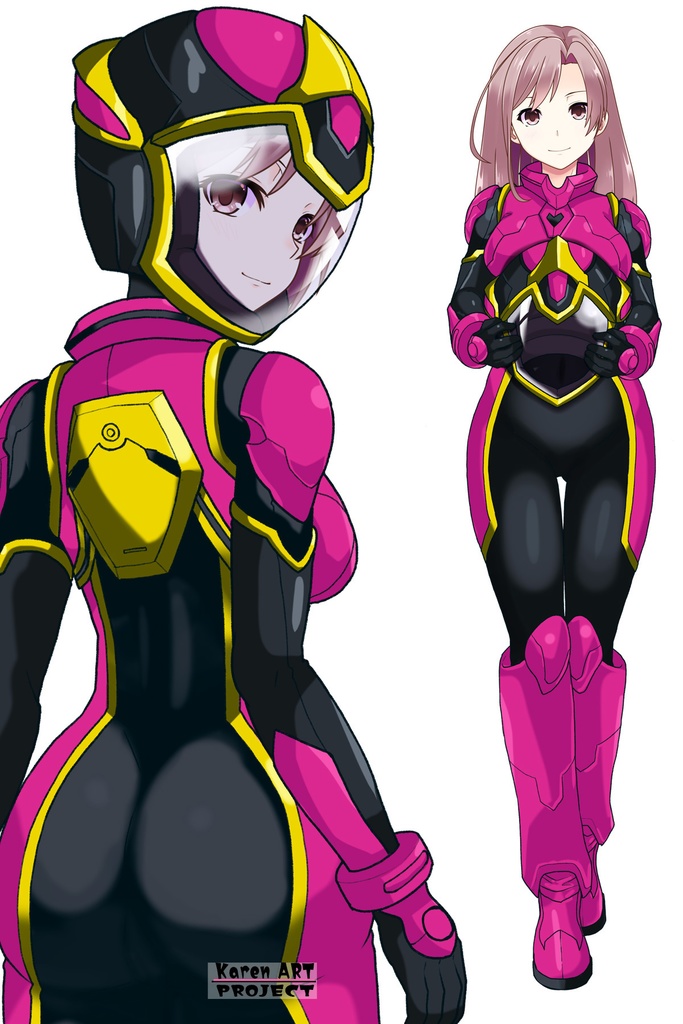 カレンちゃん+ヒナ・リャザンのパイロットスーツ【バディ・コンプレックス-KC02】 Karen Original Color 背面 Back Angle Karen is wearing Hina Ryazan's PilotSuit【Buddy Complex-KC02】