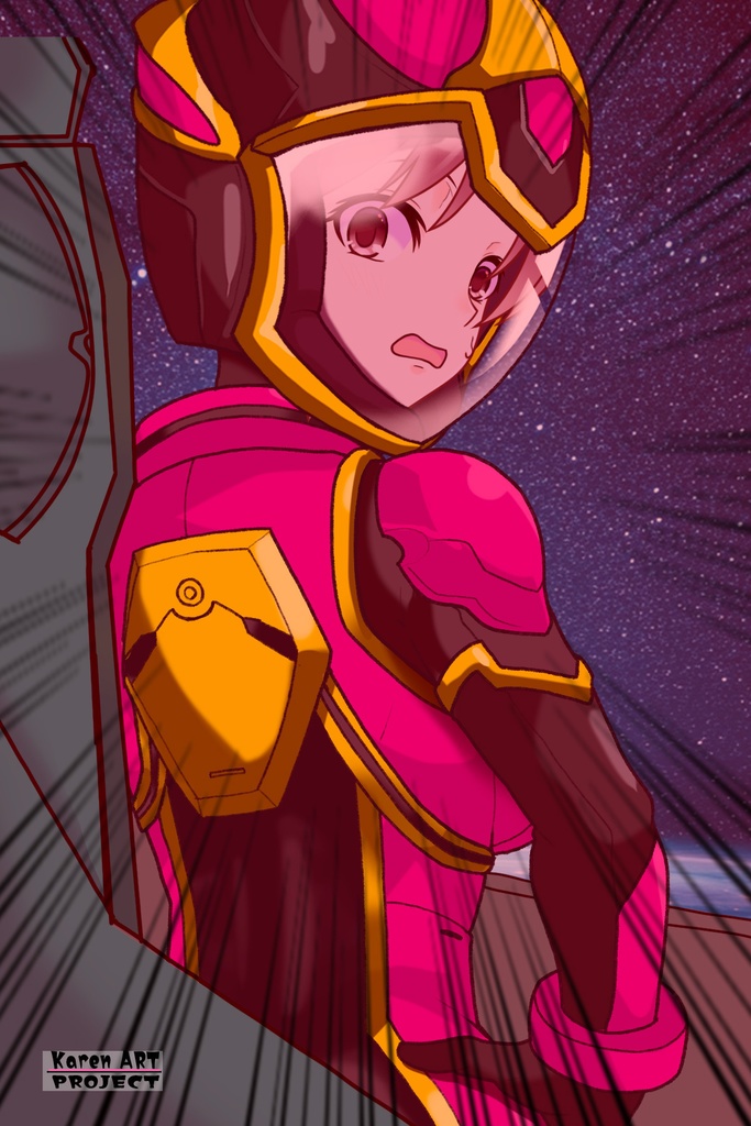 カレンちゃん+ヒナ・リャザンのパイロットスーツ【バディ・コンプレックス-KC02】 Karen Original Color 背面 Back Angle Karen is wearing Hina Ryazan's PilotSuit【Buddy Complex-KC02】