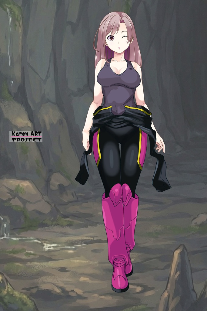 カレンちゃん+ヒナ・リャザンのパイロットスーツ【バディ・コンプレックス-KC03】 Karen Original Color 正面Sポーズ Front S-POSE Karen is wearing Hina Ryazan's PilotSuit【Buddy Complex-KC03】