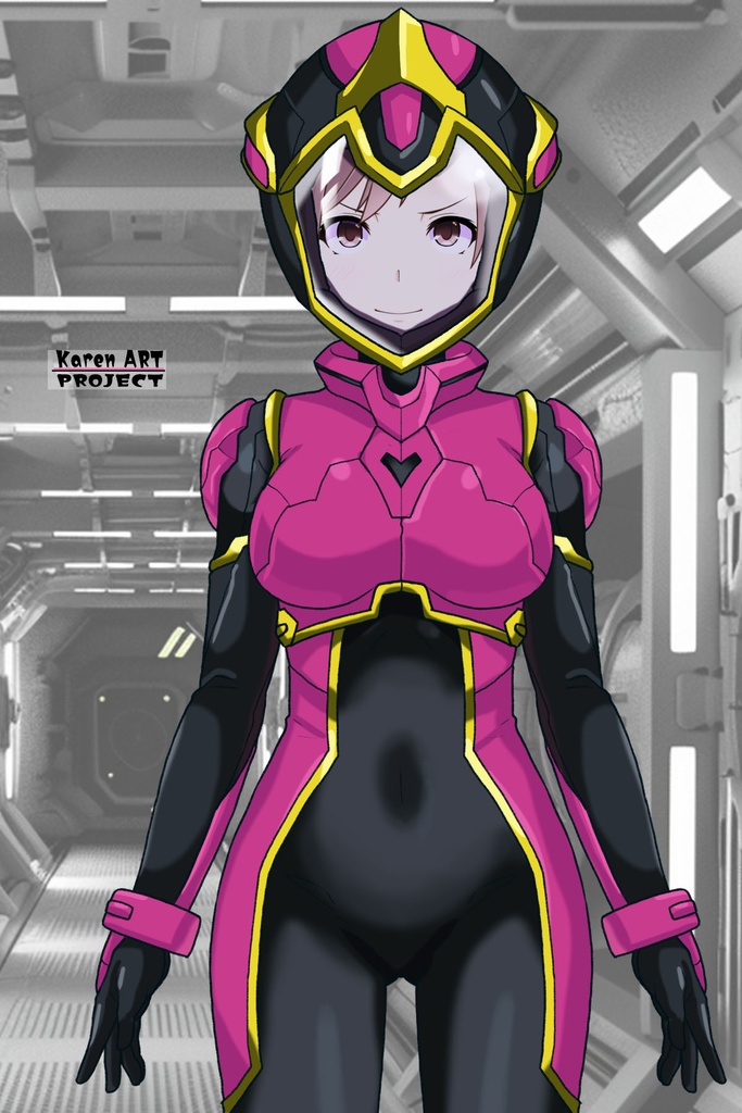 カレンちゃん+ヒナ・リャザンのパイロットスーツ【バディ・コンプレックス-KC04】 Karen Original Color 正面 Front Angle Karen is wearing Hina Ryazan's PilotSuit【Buddy Complex-KC04】