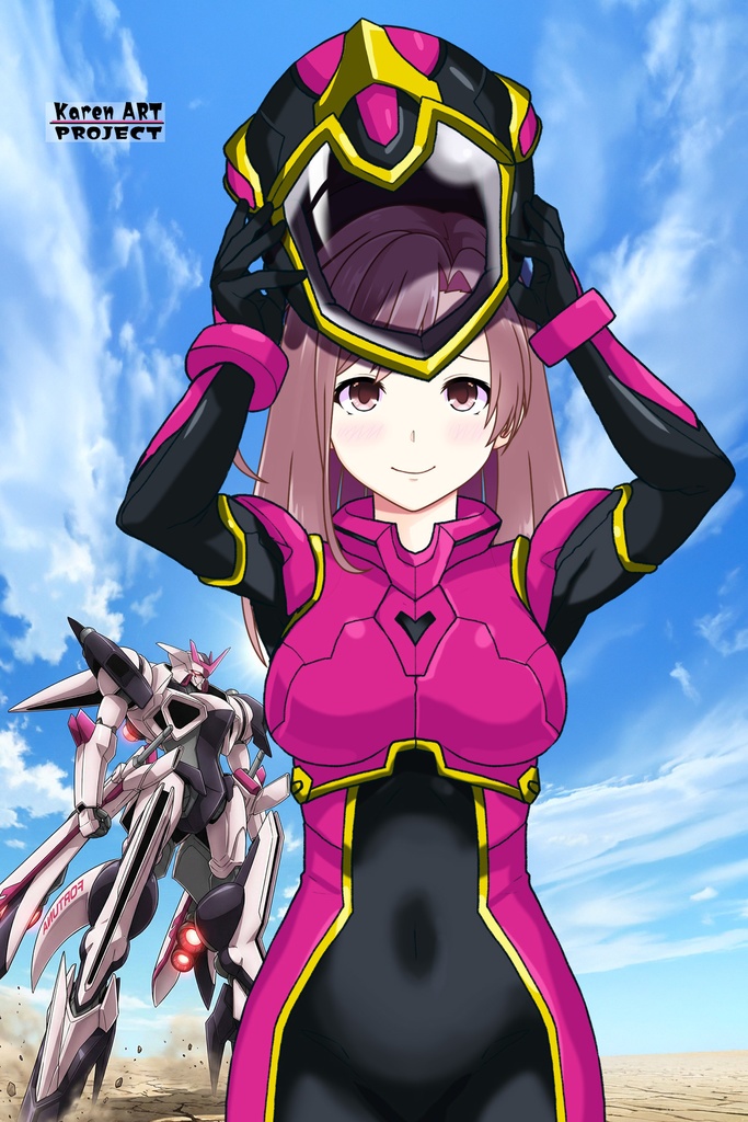 カレンちゃん+ヒナ・リャザンのパイロットスーツ【バディ・コンプレックス-KC04】 Karen Original Color 正面 Front Angle Karen is wearing Hina Ryazan's PilotSuit【Buddy Complex-KC04】