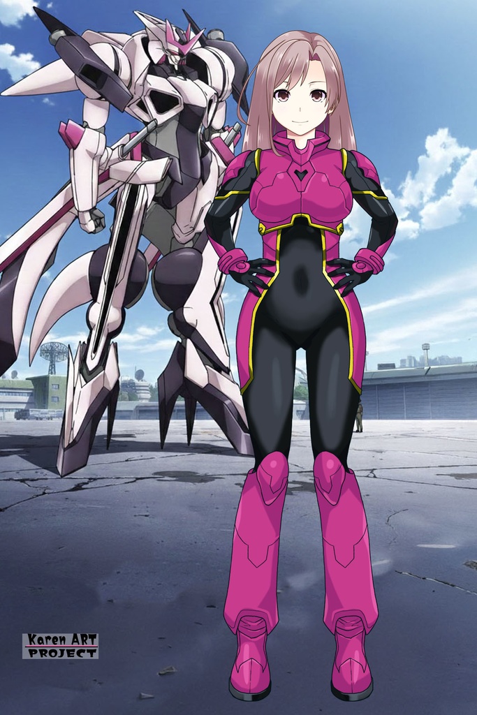 カレンちゃん+ヒナ・リャザンのパイロットスーツ【バディ・コンプレックス-KC04】 Karen Original Color 正面 Front Angle Karen is wearing Hina Ryazan's PilotSuit【Buddy Complex-KC04】