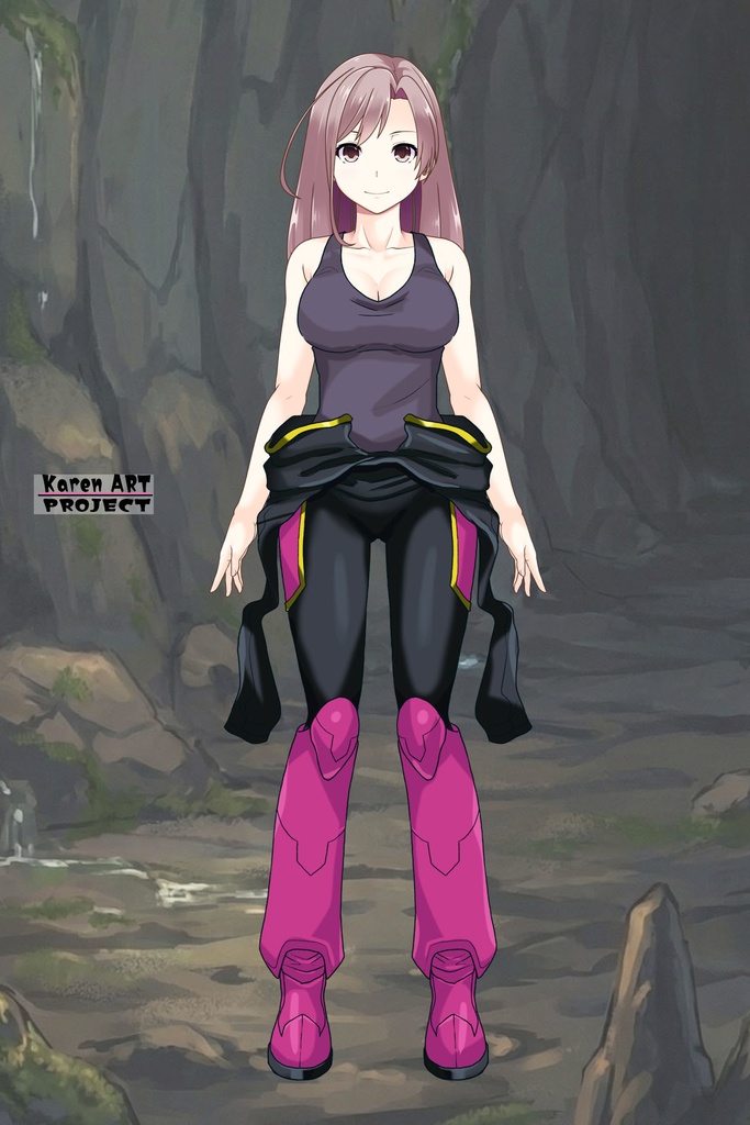 カレンちゃん+ヒナ・リャザンのパイロットスーツ【バディ・コンプレックス-KC04】 Karen Original Color 正面 Front Angle Karen is wearing Hina Ryazan's PilotSuit【Buddy Complex-KC04】