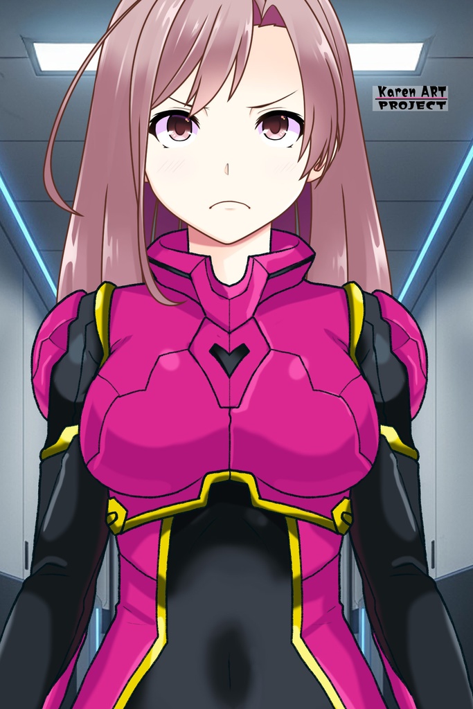 カレンちゃん+ヒナ・リャザンのパイロットスーツ【バディ・コンプレックス-KC04】 Karen Original Color 正面 Front Angle Karen is wearing Hina Ryazan's PilotSuit【Buddy Complex-KC04】