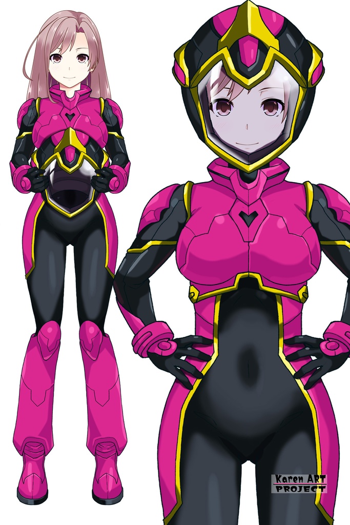 カレンちゃん+ヒナ・リャザンのパイロットスーツ【バディ・コンプレックス-KC04】 Karen Original Color 正面 Front Angle Karen is wearing Hina Ryazan's PilotSuit【Buddy Complex-KC04】