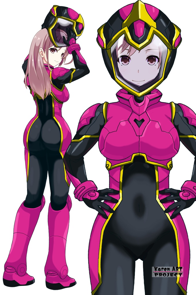 カレンちゃん+ヒナ・リャザンのパイロットスーツ【バディ・コンプレックス-KC04】 Karen Original Color 正面 Front Angle Karen is wearing Hina Ryazan's PilotSuit【Buddy Complex-KC04】