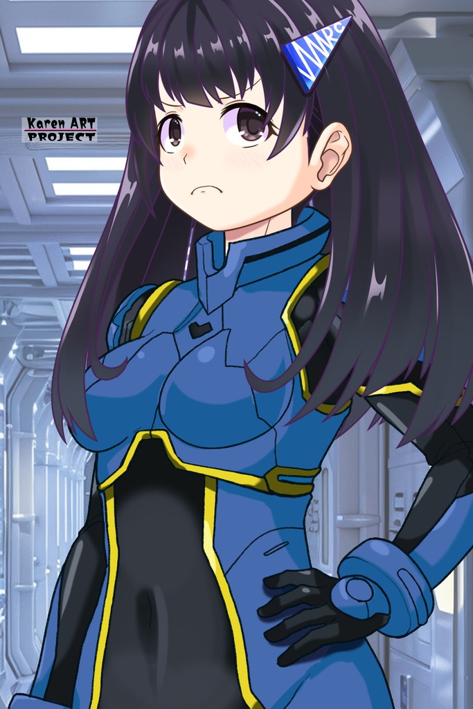 ゆりちゃん+ヒナ・リャザンのパイロットスーツ【バディ・コンプレックス-YC01】 Yuri Original Color 斜め前 Diagonal front angle Yuri is wearing Hina Ryazan's PilotSuit【Buddy Complex-YC01】