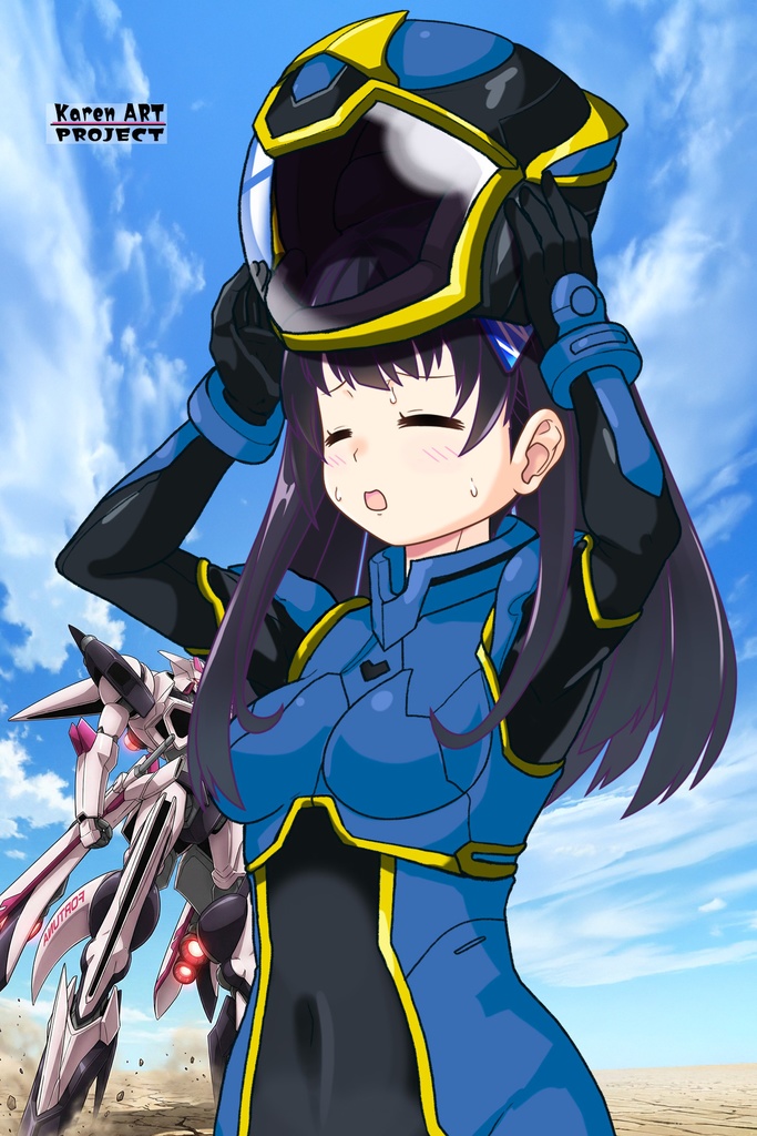 ゆりちゃん+ヒナ・リャザンのパイロットスーツ【バディ・コンプレックス-YC01】 Yuri Original Color 斜め前 Diagonal front angle Yuri is wearing Hina Ryazan's PilotSuit【Buddy Complex-YC01】