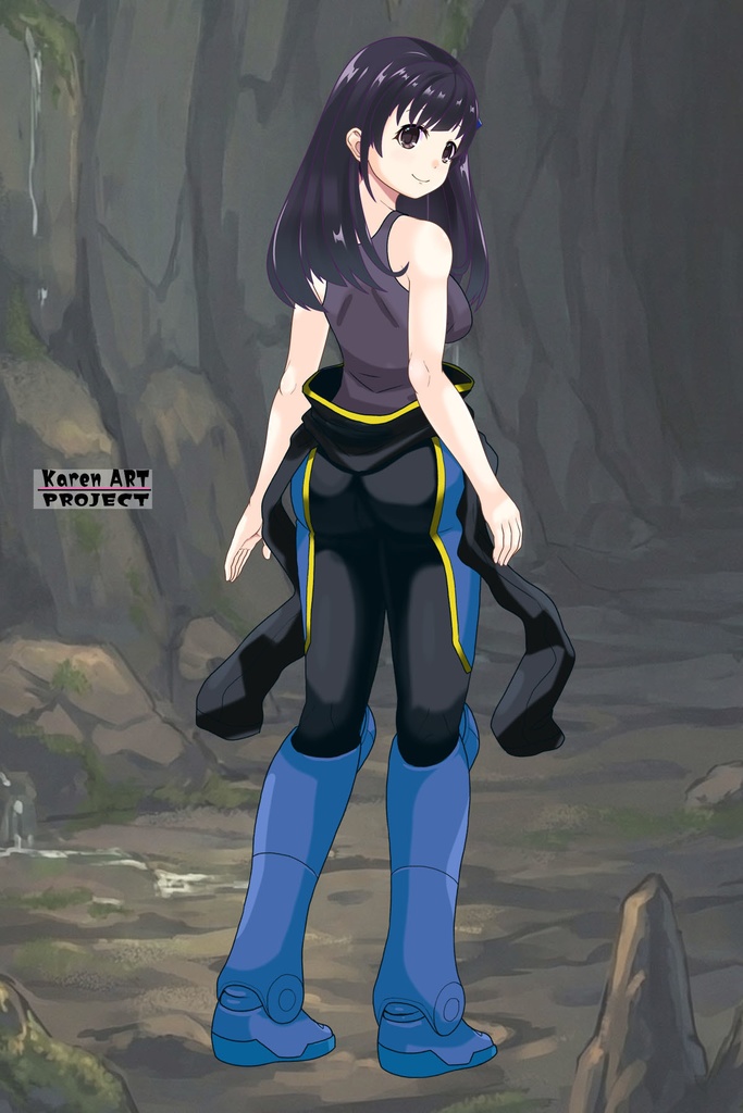 ゆりちゃん+ヒナ・リャザンのパイロットスーツ【バディ・コンプレックス-YC02】 Yuri Original Color 背面 Back Angle Yuri is wearing Hina Ryazan's PilotSuit【Buddy Complex-YC02】