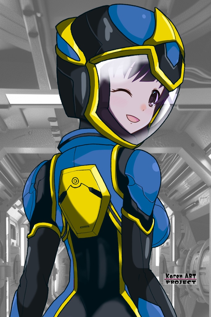 ゆりちゃん+ヒナ・リャザンのパイロットスーツ【バディ・コンプレックス-YC02】 Yuri Original Color 背面 Back Angle Yuri is wearing Hina Ryazan's PilotSuit【Buddy Complex-YC02】