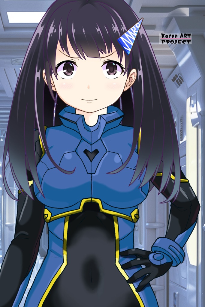 ゆりちゃん+ヒナ・リャザンのパイロットスーツ【バディ・コンプレックス-YC04】 Yuri Original Color 正面 Front Angle Yuri is wearing Hina Ryazan's PilotSuit【Buddy Complex-YC04】