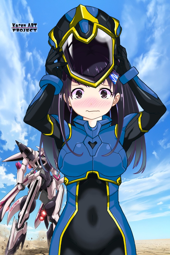 ゆりちゃん+ヒナ・リャザンのパイロットスーツ【バディ・コンプレックス-YC04】 Yuri Original Color 正面 Front Angle Yuri is wearing Hina Ryazan's PilotSuit【Buddy Complex-YC04】